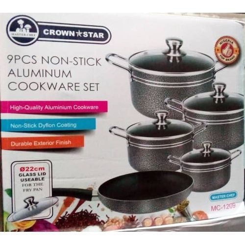 Master Chef 9pcs Non Stick Aluminium Cooking Pots With Frying Pan